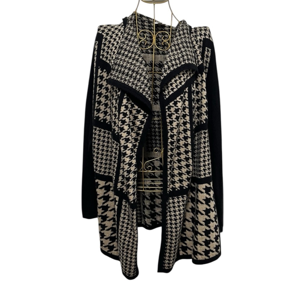 SIONI Houndstooth Wool Cashmere Blend Cardigan Sweater Size Small